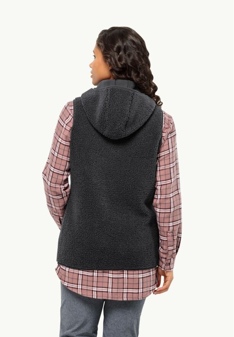 Jack Wolfskin High Curl Long Vest Womens in Black-1