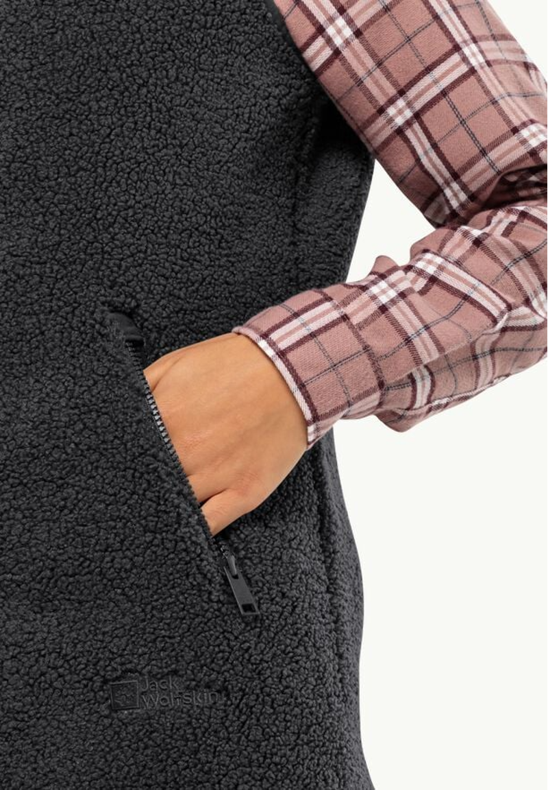 Jack Wolfskin High Curl Long Vest Womens in Black-2