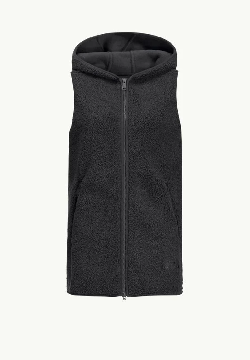 Jack Wolfskin High Curl Long Vest Womens in Black-4
