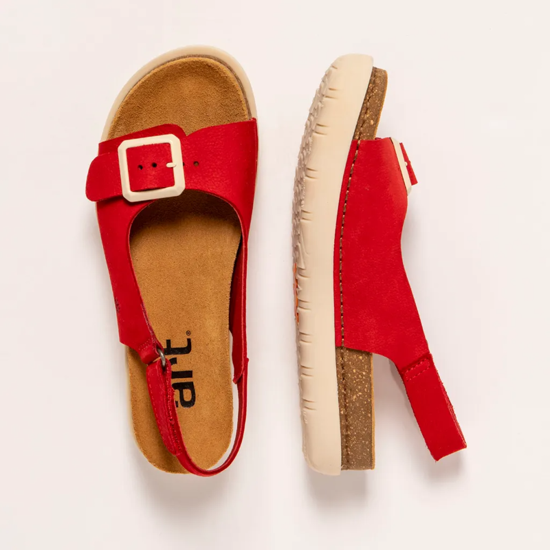 Art 1719 Rhodes Sandal Womens in Nobuck Red-3