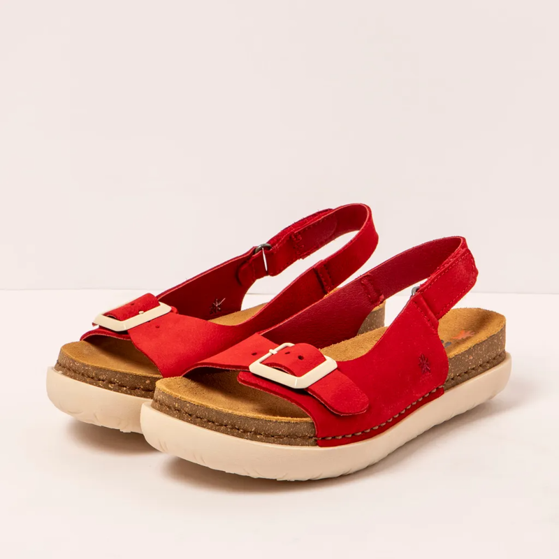 Art 1719 Rhodes Sandal Womens in Nobuck Red-1