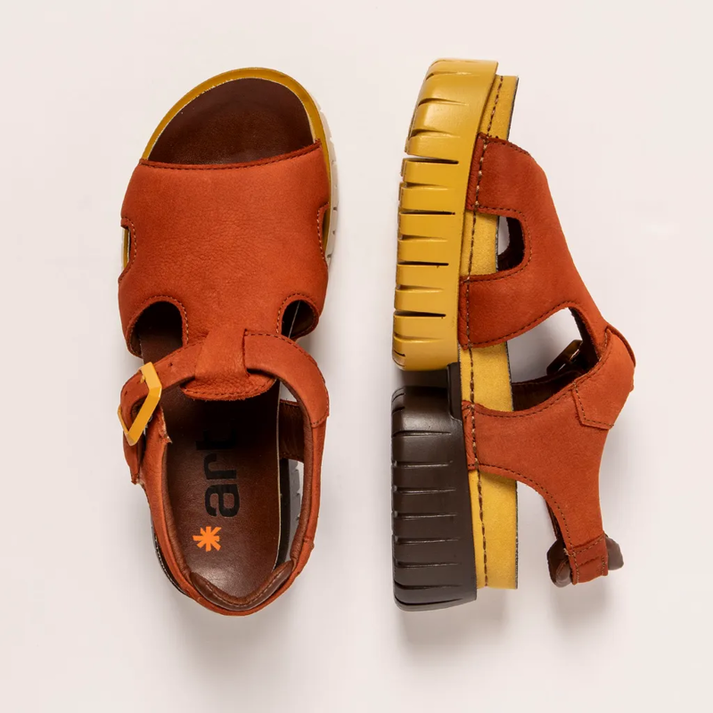 Art 1882 Madeira Sandal Womens in Nobuck Dark Orange-3
