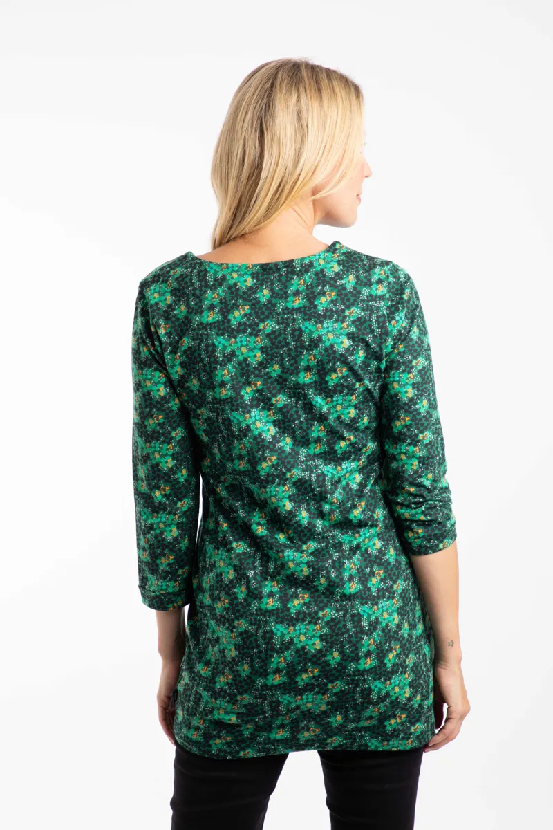 Weirdfish Dandy Organic Cotton Jersey Tunic in Forst Green-1