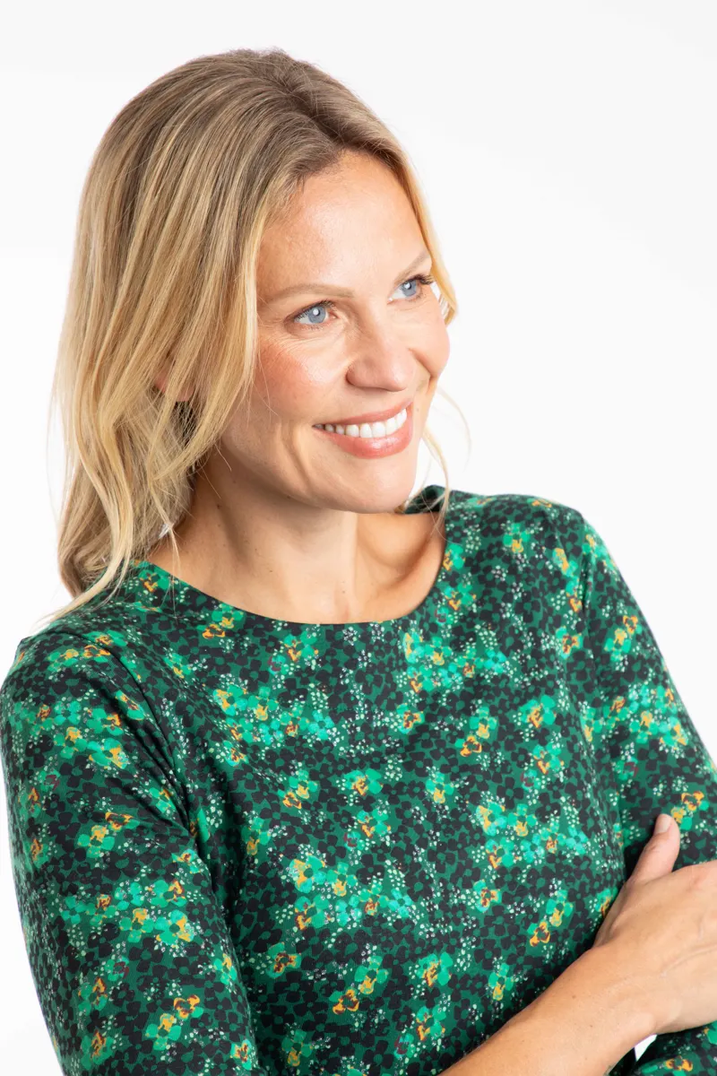 Weirdfish Dandy Organic Cotton Jersey Tunic in Forst Green-2