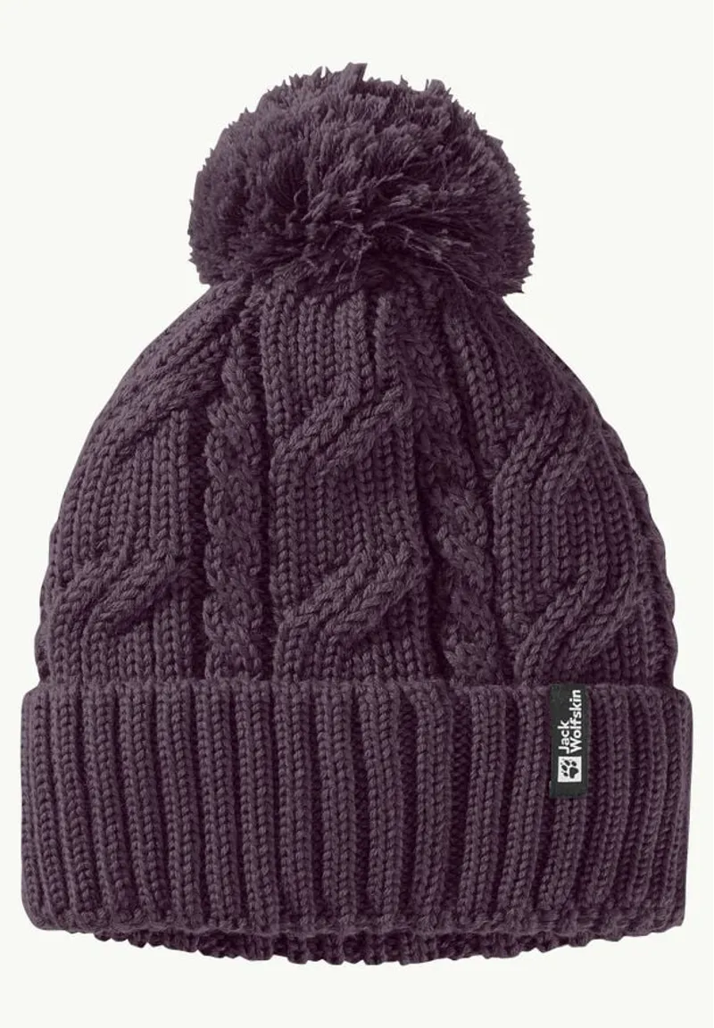 Jack Wolfskin Pompom Beanie In Midnight Plum