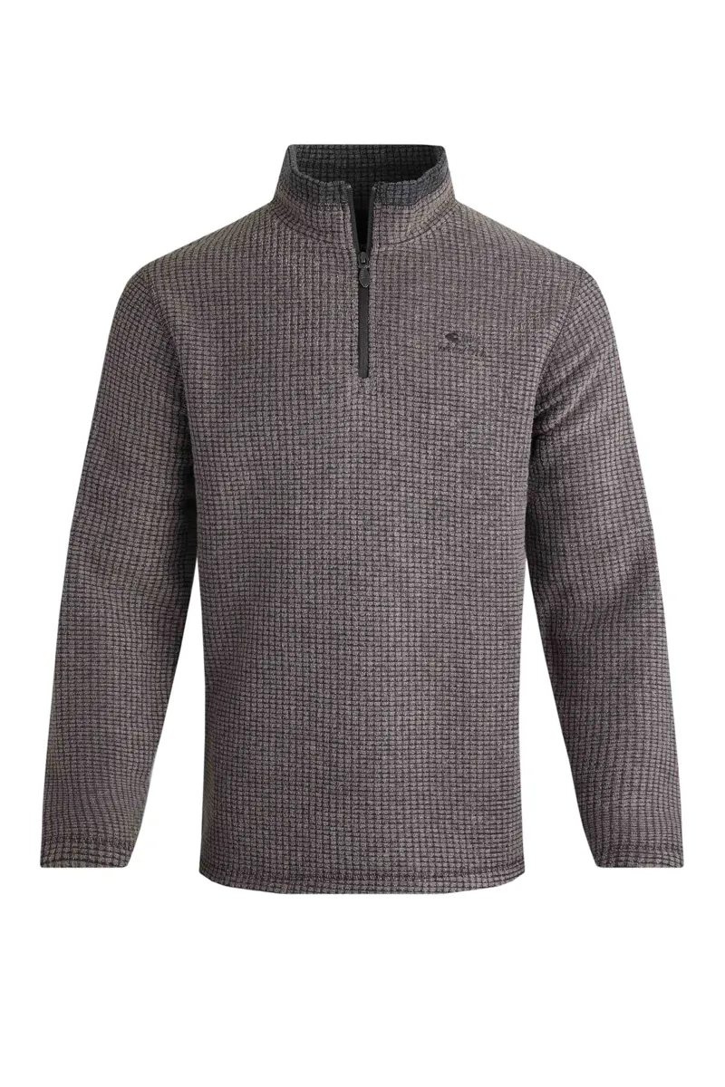 Weirdfish Newark 1/4 Zip Fleece Mens in Coffee-1