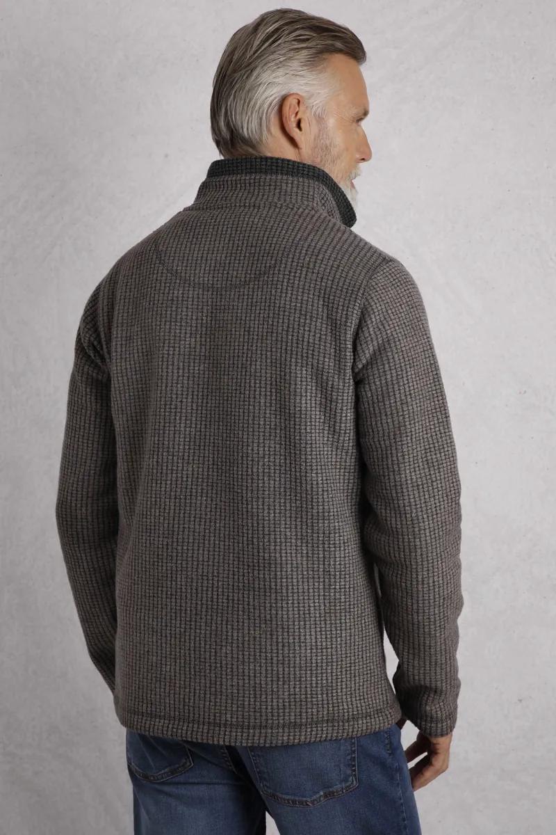 Weirdfish Newark 1/4 Zip Fleece Mens in Coffee-2