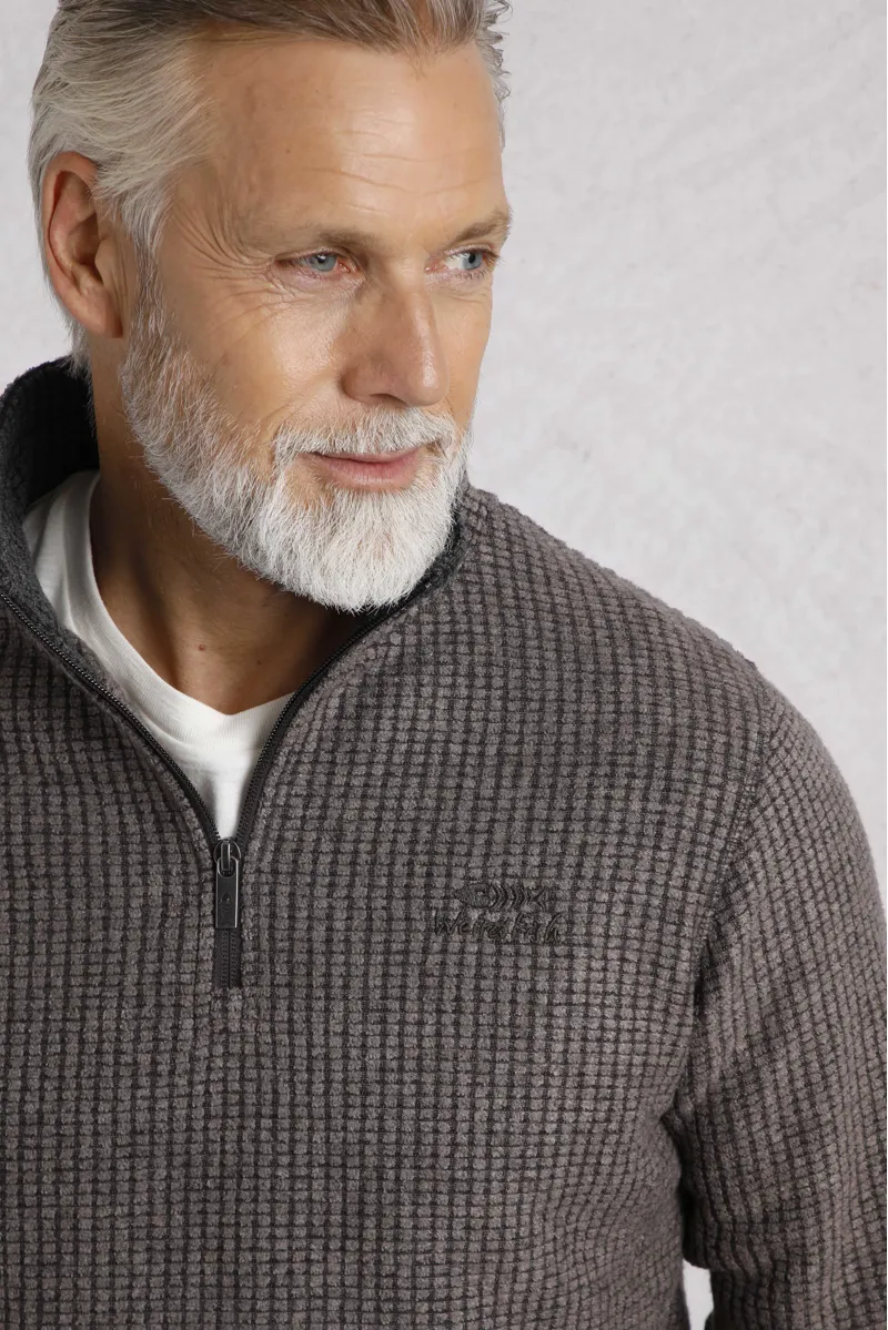 Weirdfish Newark 1/4 Zip Fleece Mens in Coffee-4