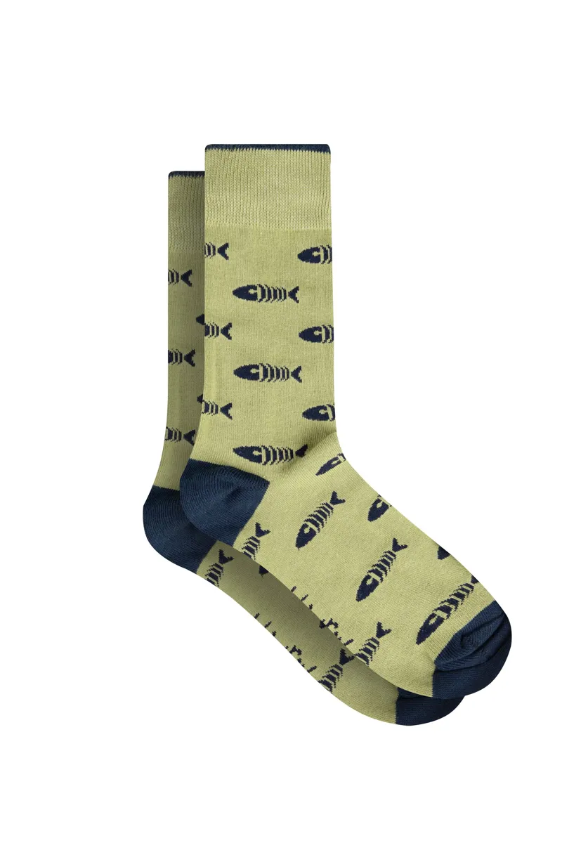 Weirdfish Ronan Branded Bones Sock 3pk Mens in Deep Teal-1