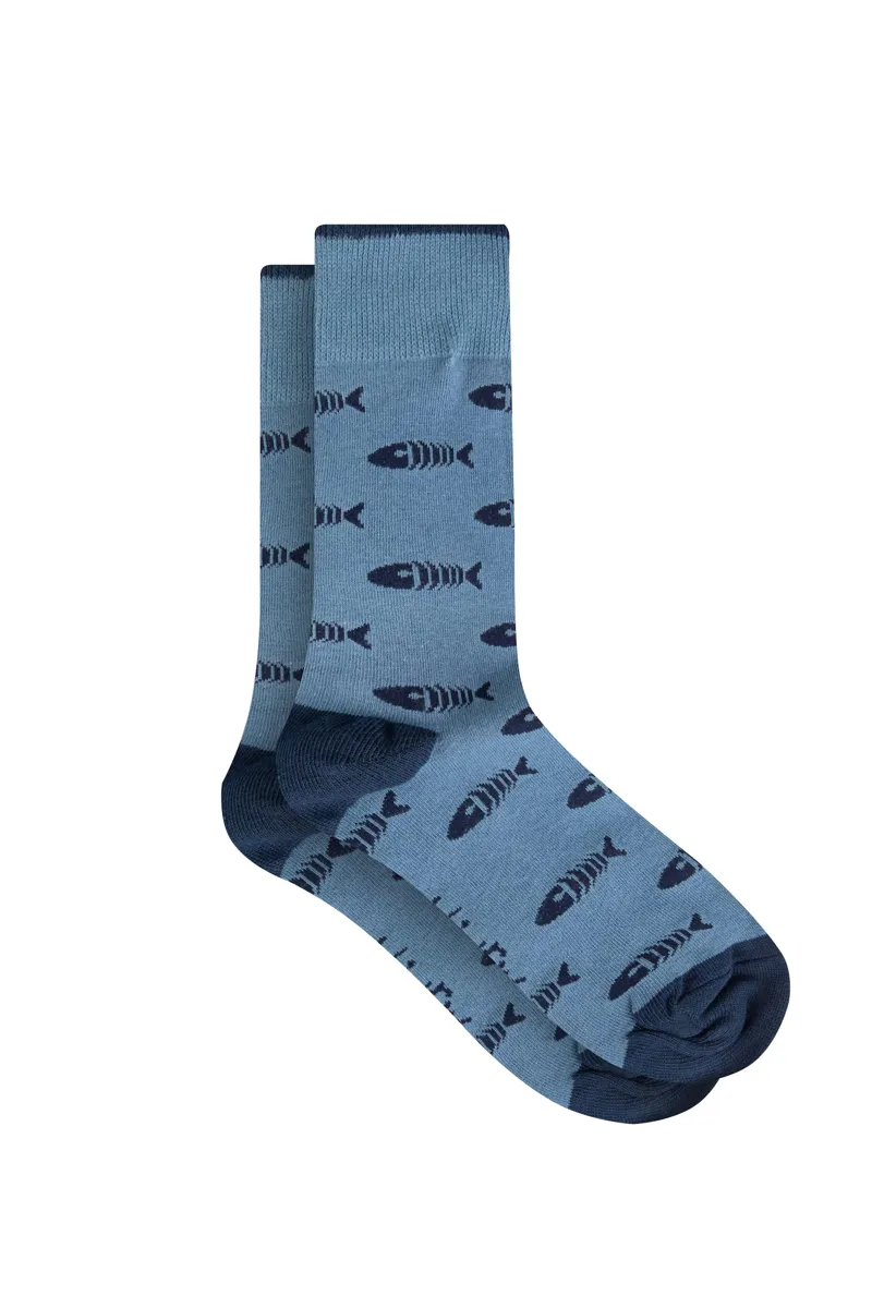 Weirdfish Ronan Branded Bones Sock 3pk Mens in Deep Teal-3