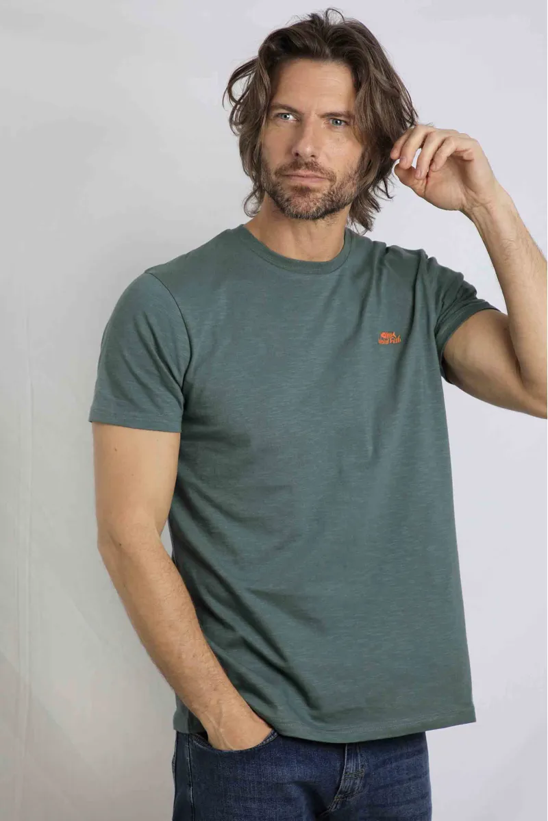 Weirdfish Fished T-Shirt Mens in Dusky Green-1