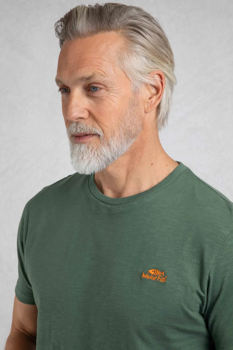 Weirdfish Fished T-Shirt Mens in Dusky Green-7