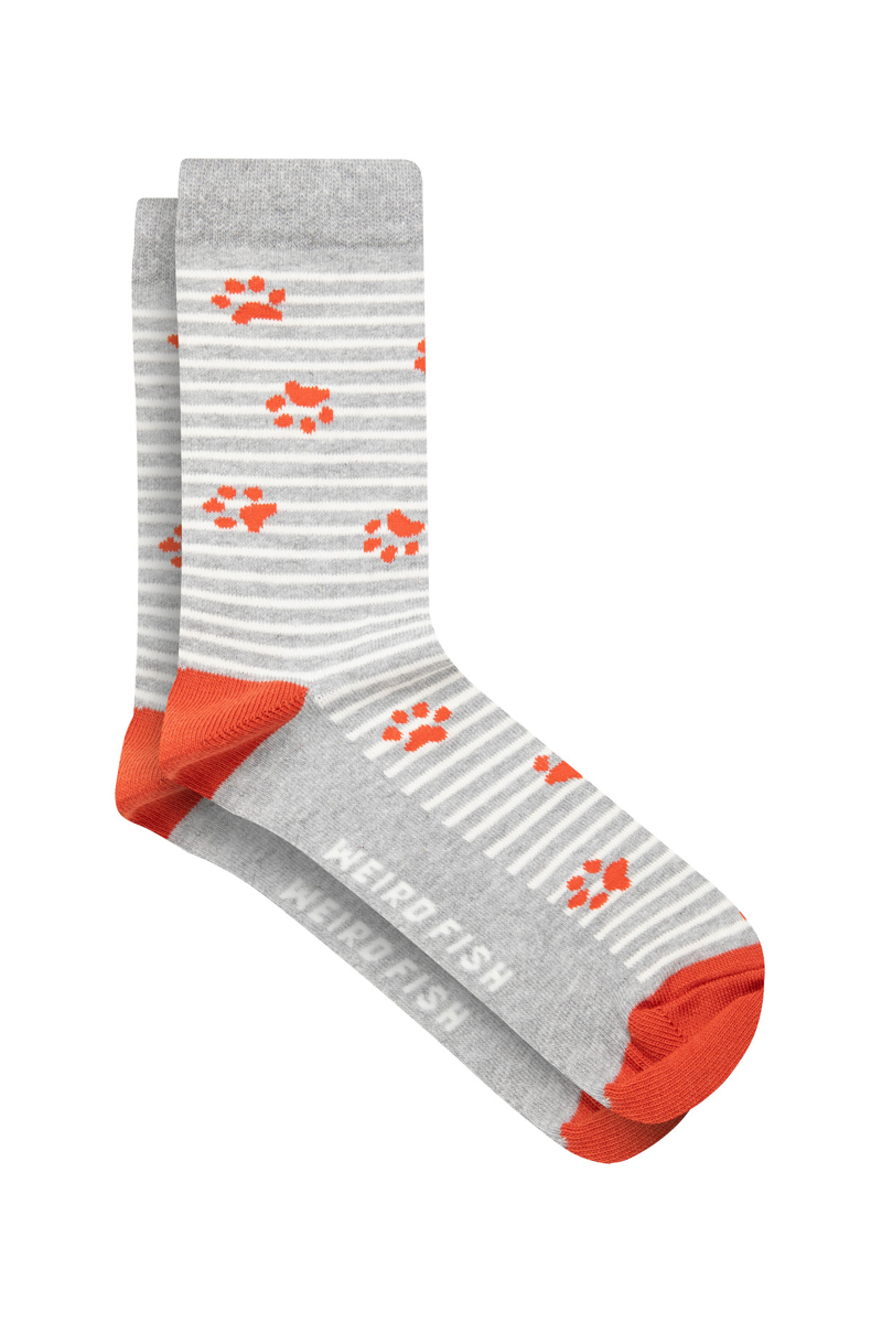 Weirdfish Parade Patterned Socks 3pk Womens in Rust Leaves-2