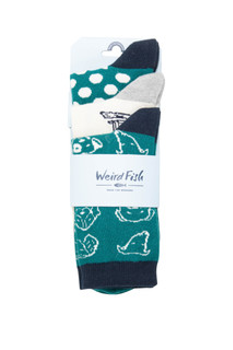 Weirdfish Parade Patterned Socks 3pk Womens in Deep Teal-4