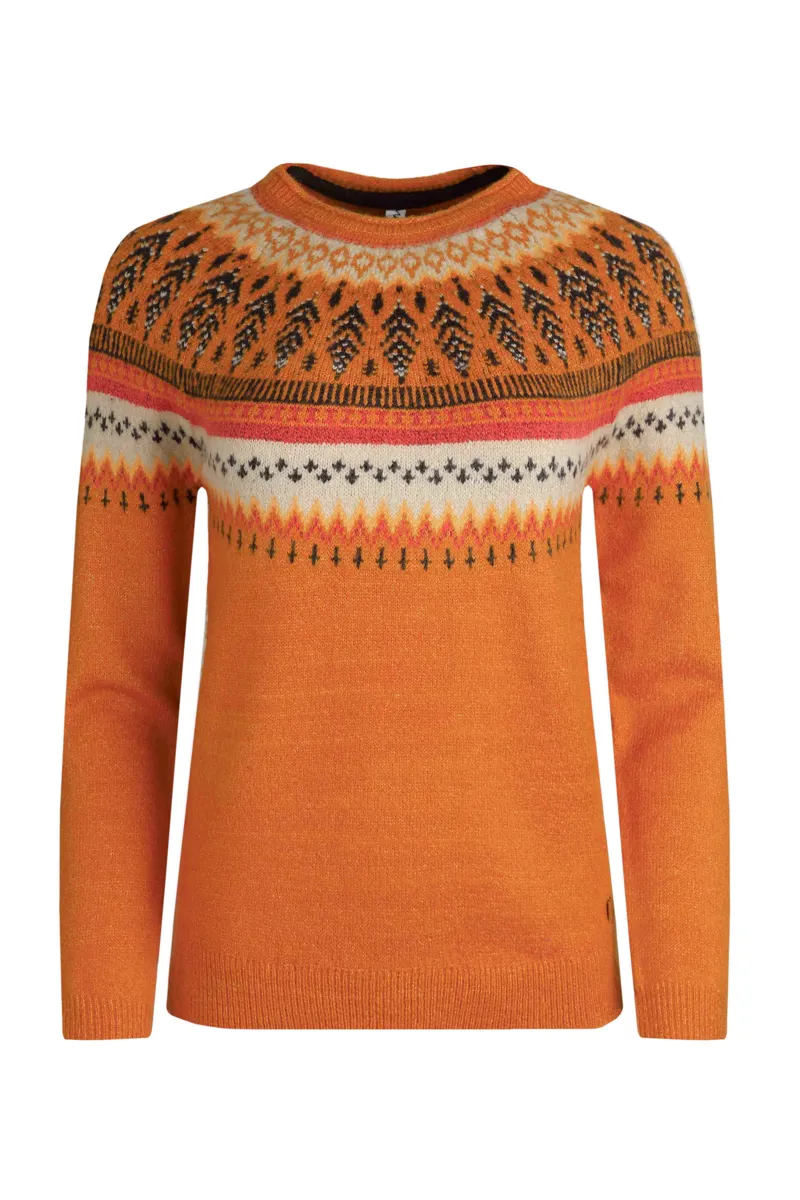 Weirdfish Lowell Fairisle Jumper Womens in Brick Orange-1