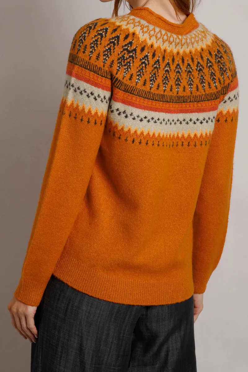 Weirdfish Lowell Fairisle Jumper Womens in Brick Orange-2