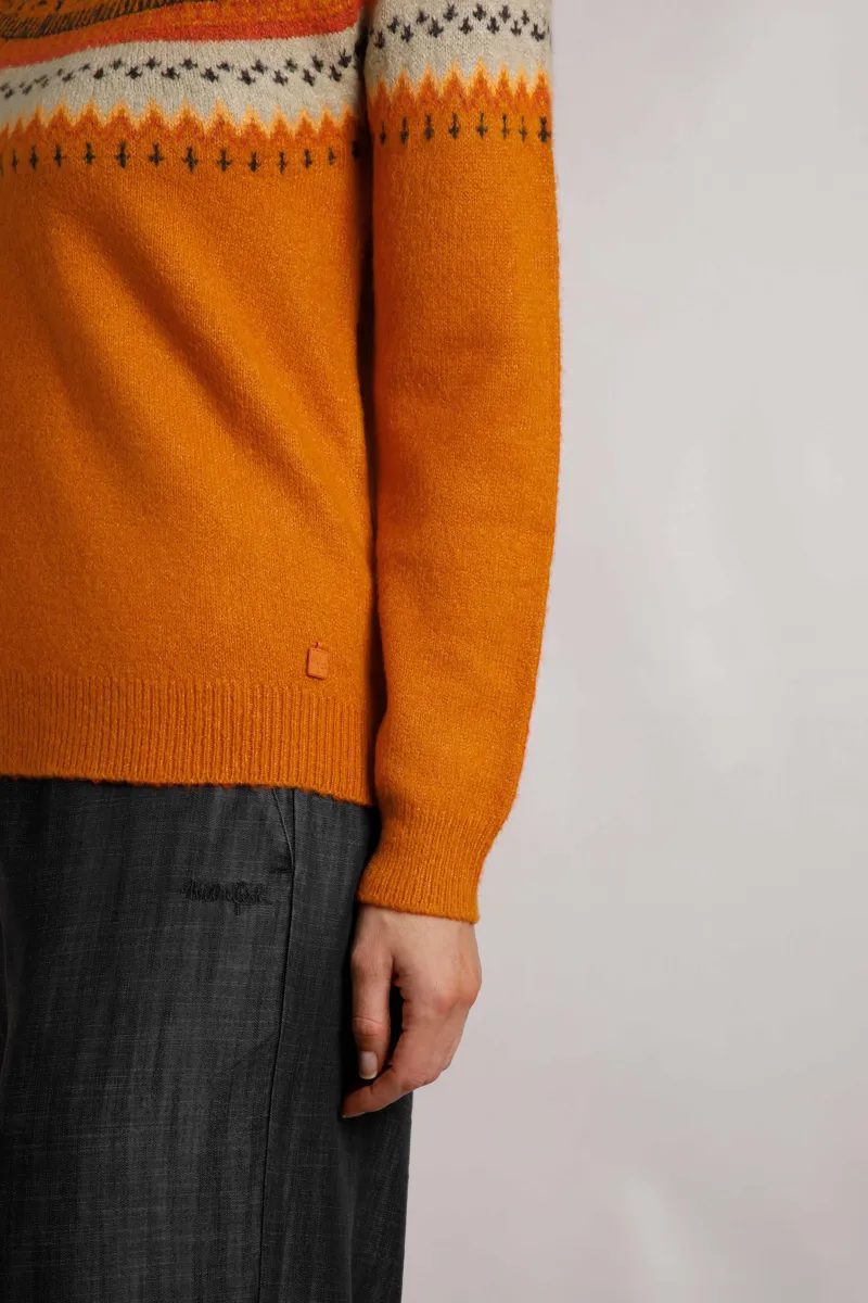 Weirdfish Lowell Fairisle Jumper Womens in Brick Orange-4