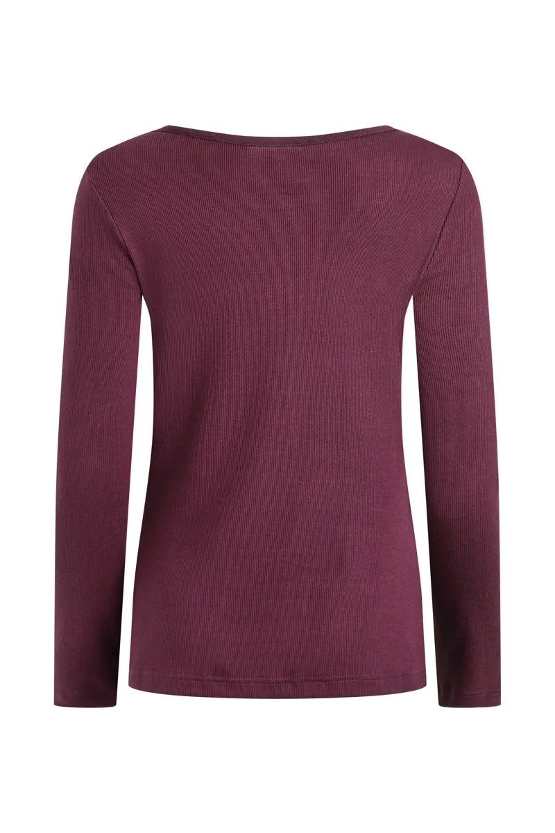 Weirdfish Maine Organic Long Sleeve Outfitter Tee Womens in Aubergine-5