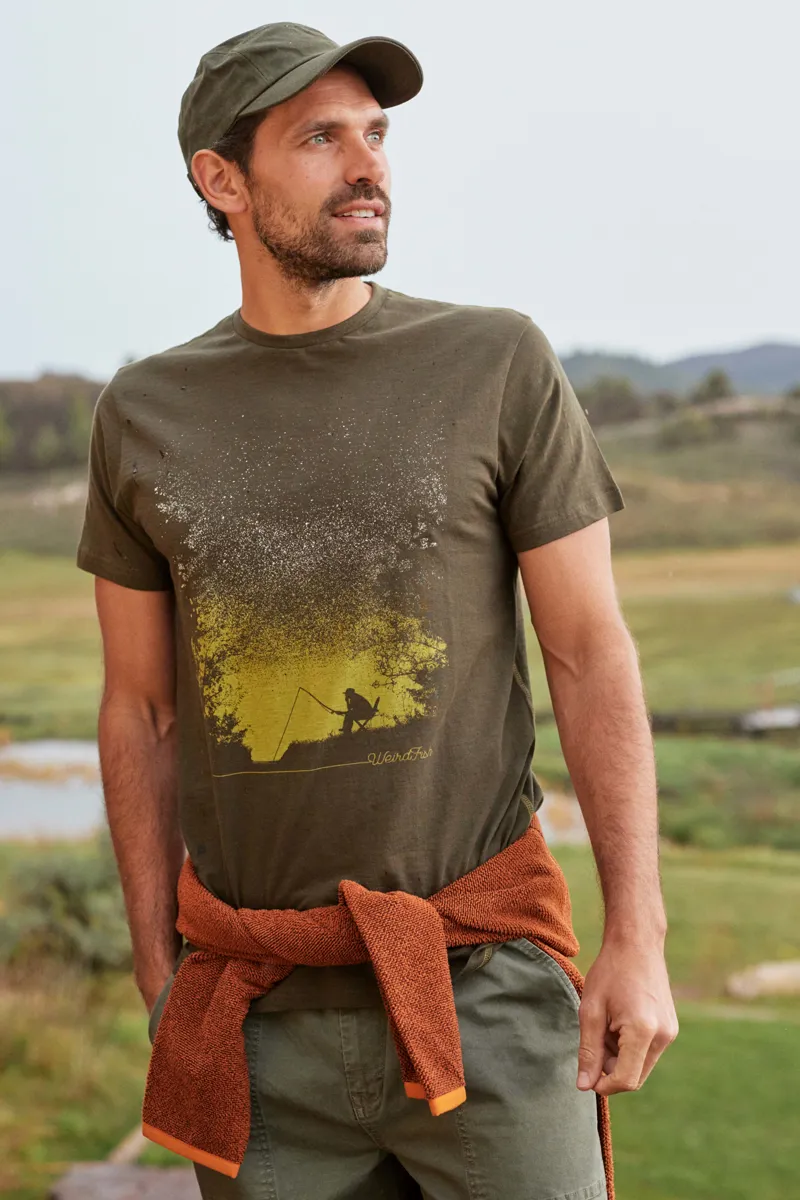 Weirdfish Dark Sky T-Short Mens in Fir Green