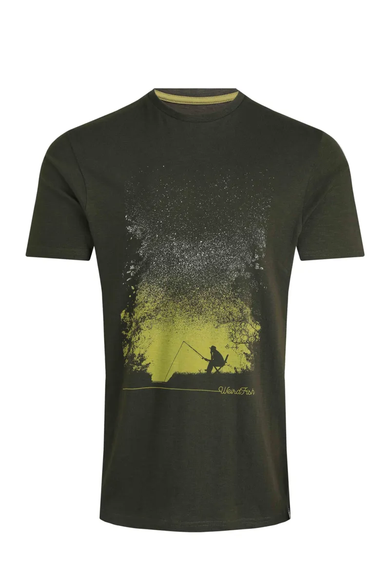 Weirdfish Dark Sky T-Short Mens in Fir Green-1
