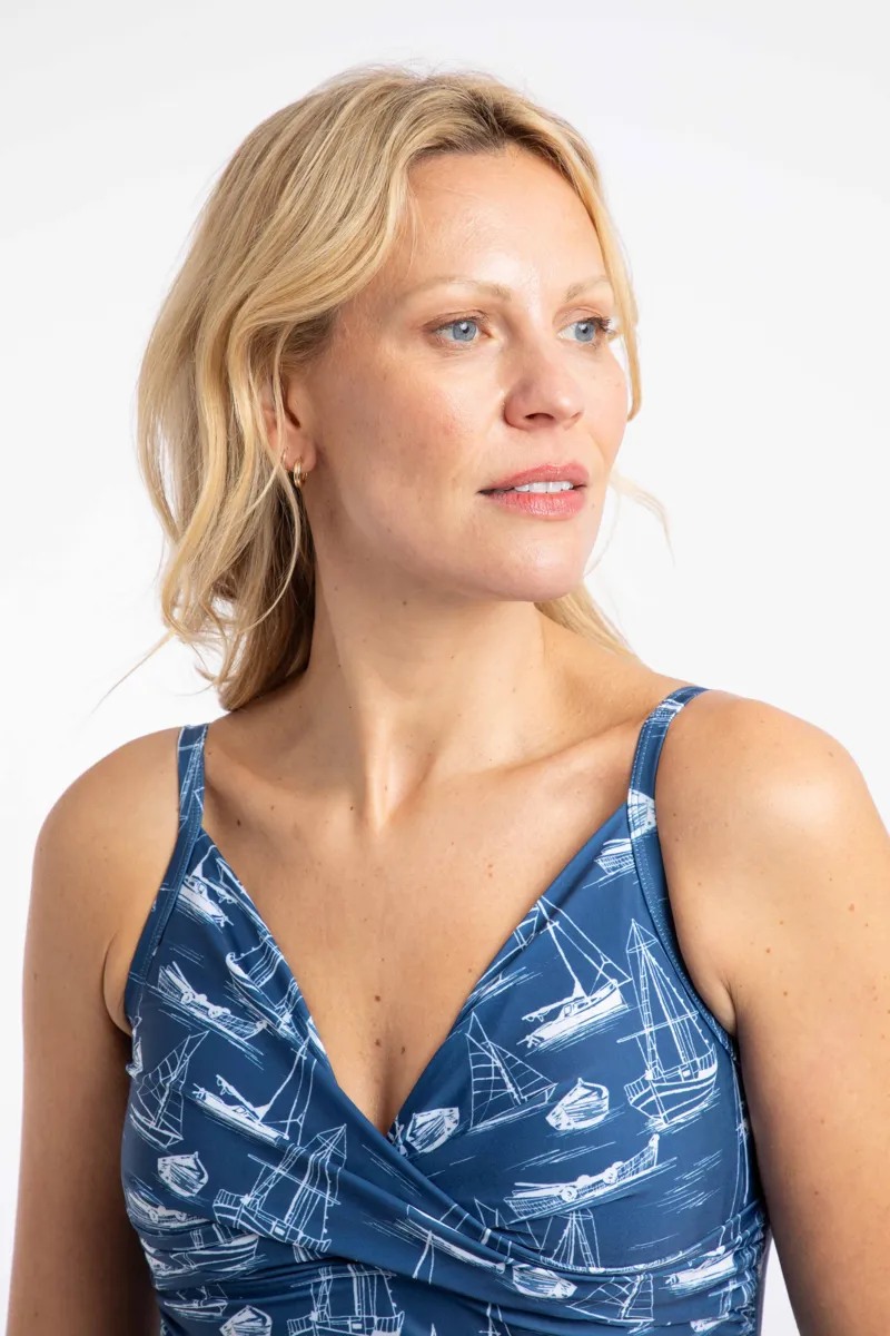 Weirdfish Penelope Printed Swimsuit  Womens in Ensign Blue-5