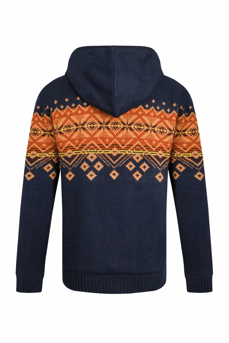 Weirdfish Bradwood  Borg Lined Fair Isle Hoody Mens in Midnight-6