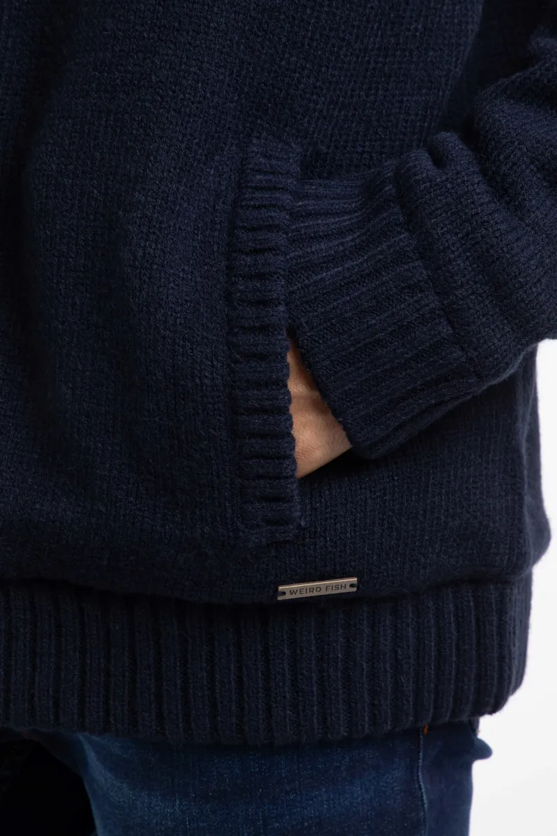 Weirdfish Bradwood  Borg Lined Fair Isle Hoody Mens in Midnight-7