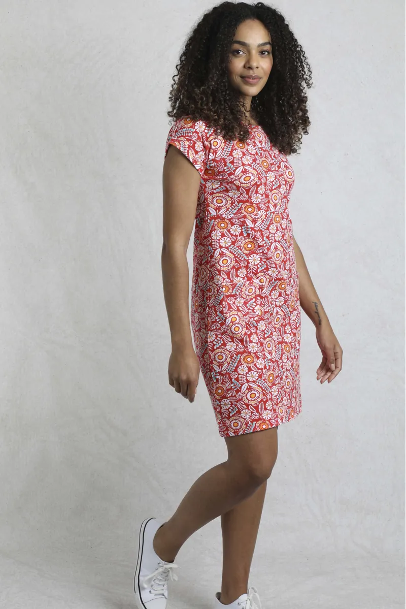 Weirdfish Tallahassee Dress Womens in Tango Red-3