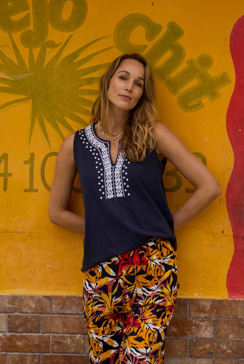 Weirdfish Tirtha Top Womens in Navy