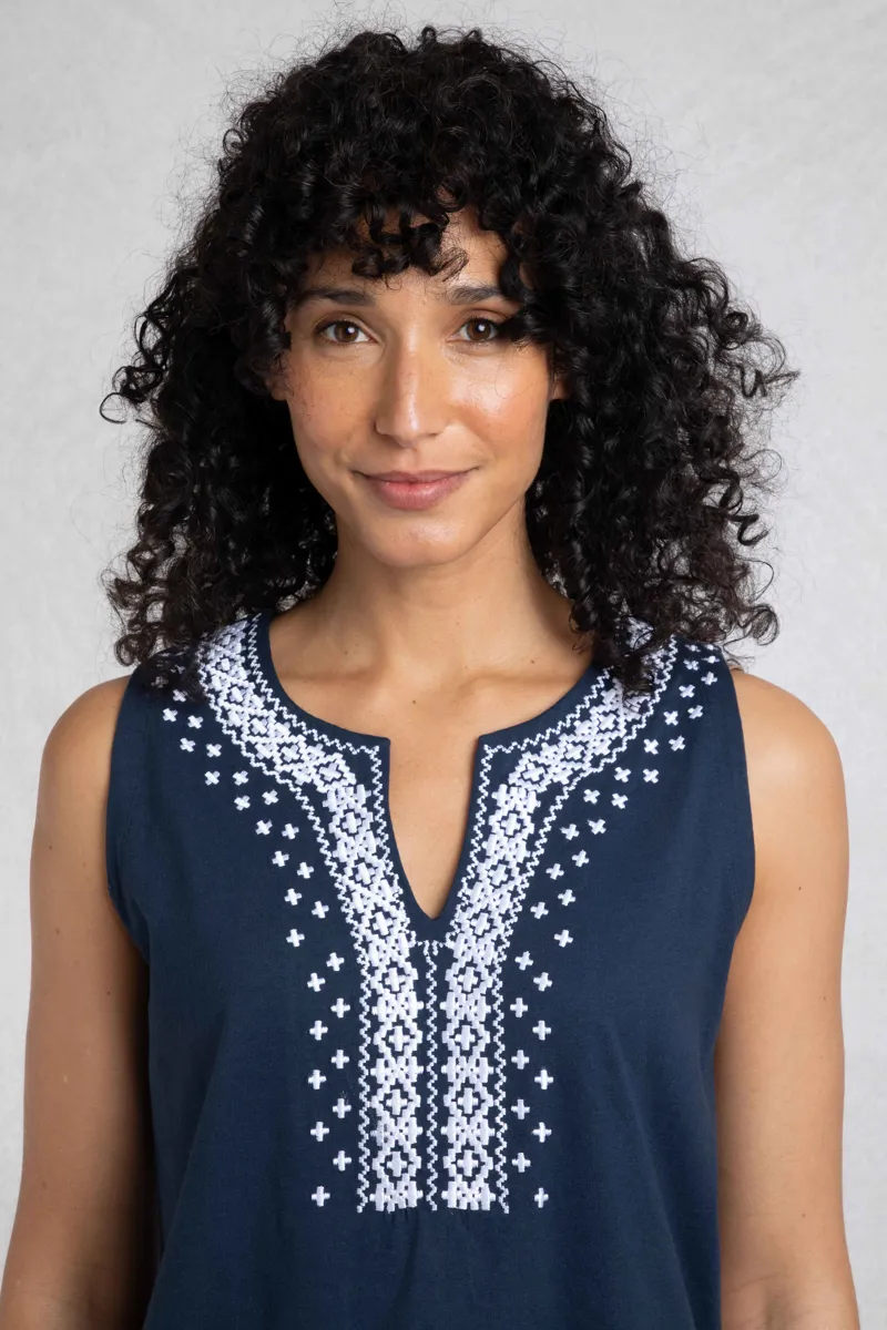 Weirdfish Tirtha Top Womens in Navy-1