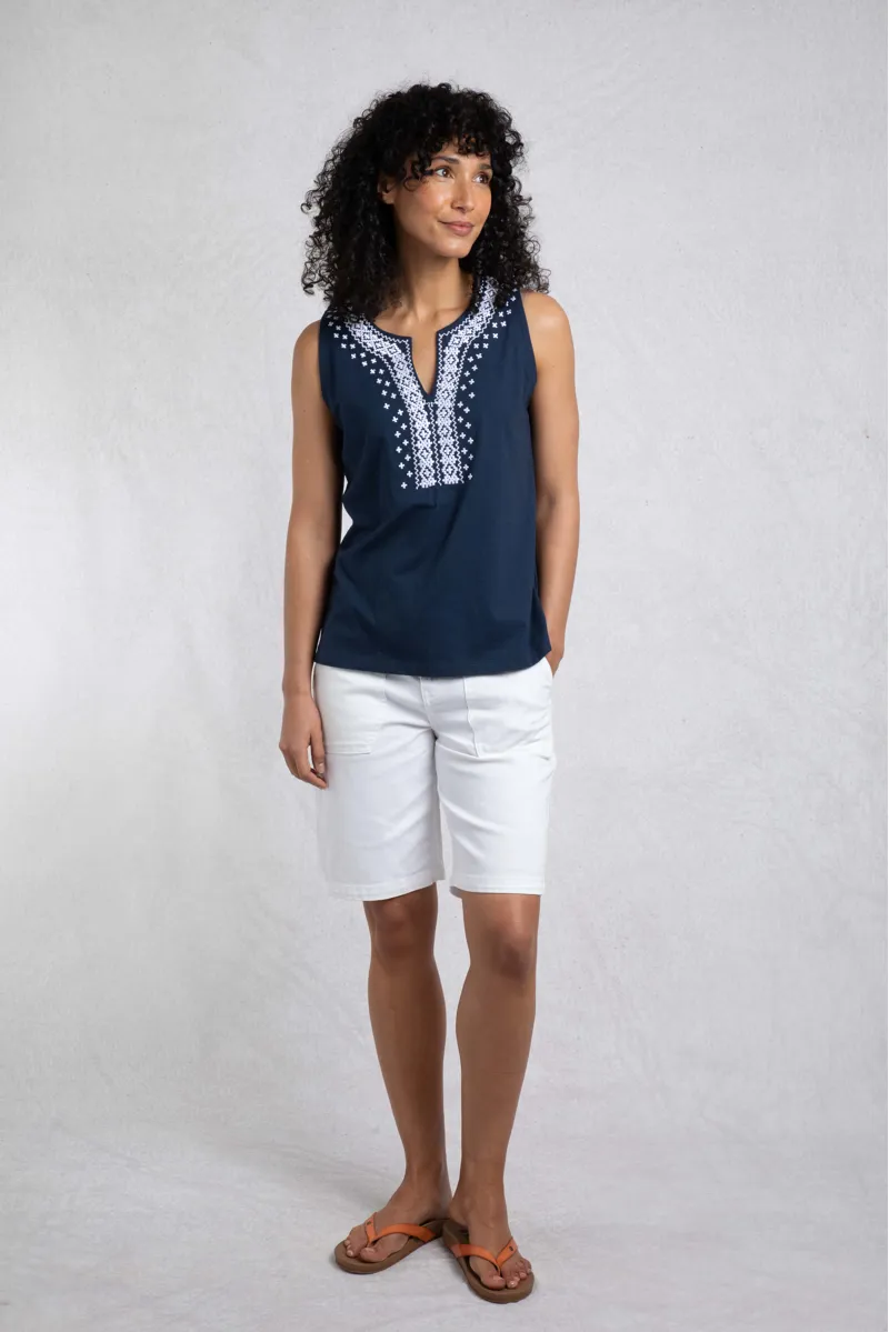 Weirdfish Tirtha Top Womens in Navy-5