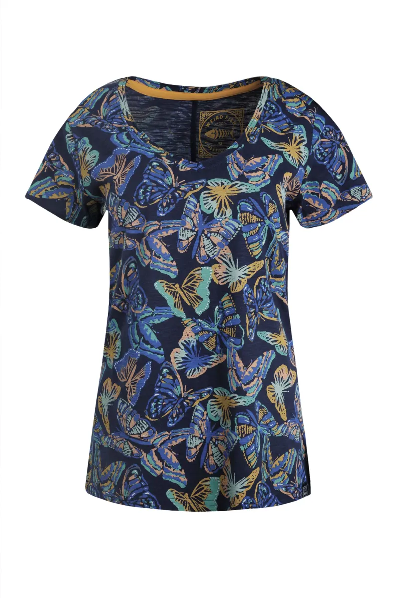 Wierdfish Merica T-Shirt Womens in Dark Blue-1