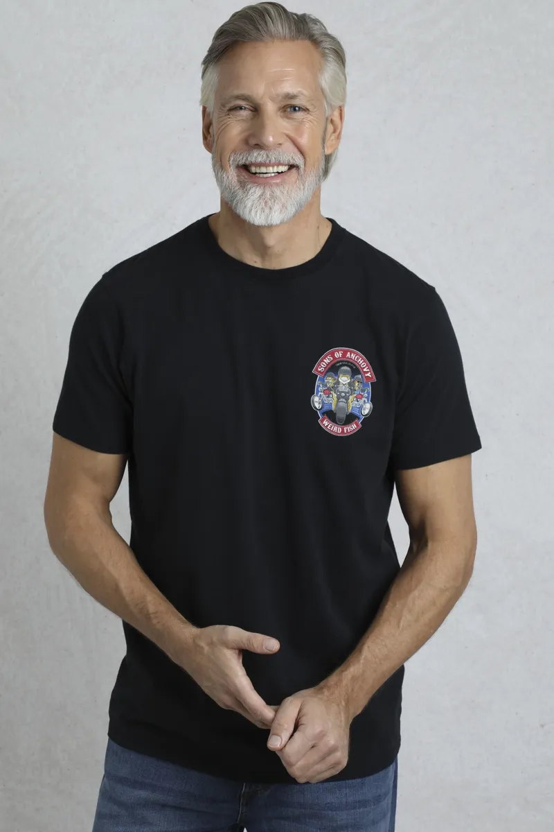 Weirdfish Sons of Anchovy T-Shirt Mens in Black-3