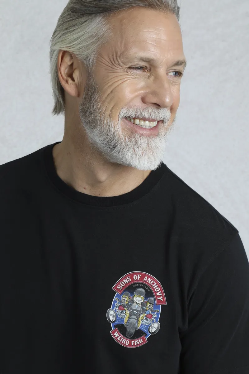 Weirdfish Sons of Anchovy T-Shirt Mens in Black-4