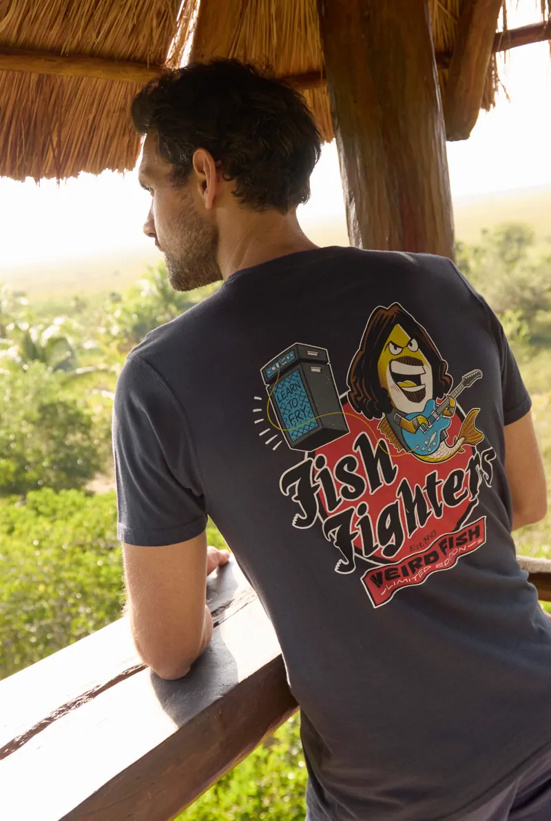 Weirdfish Fish Fighters T-shirt Mens in Navy