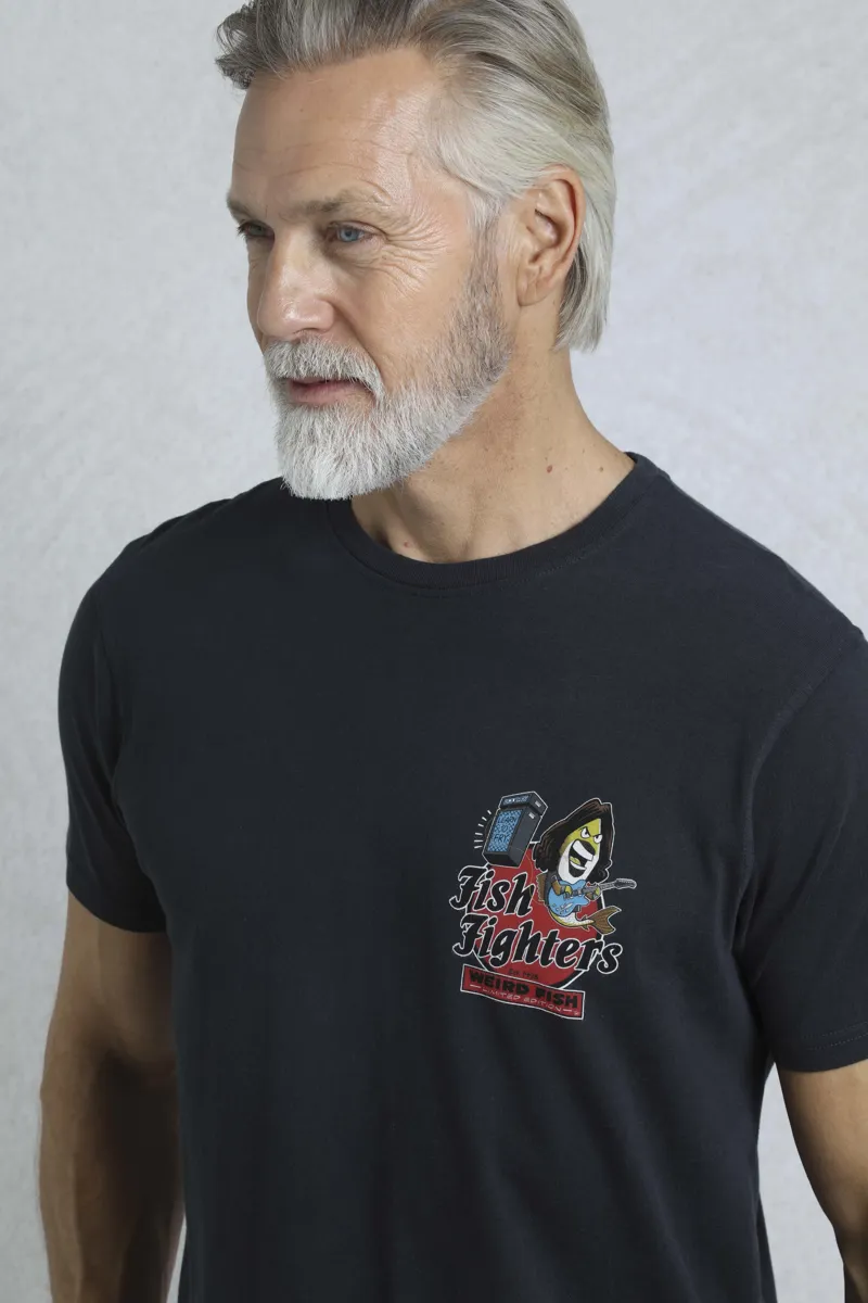 Weirdfish Fish Fighters T-shirt Mens in Navy-1