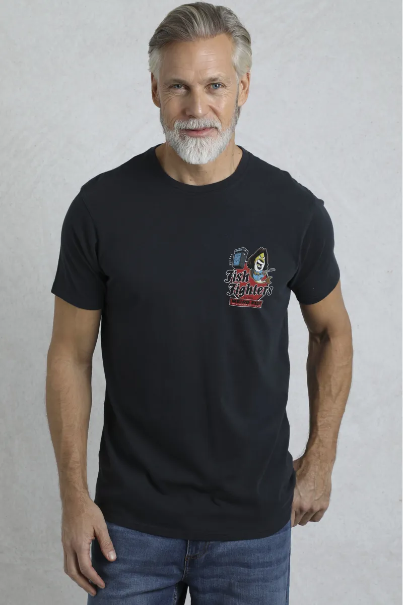 Weirdfish Fish Fighters T-shirt Mens in Navy-4