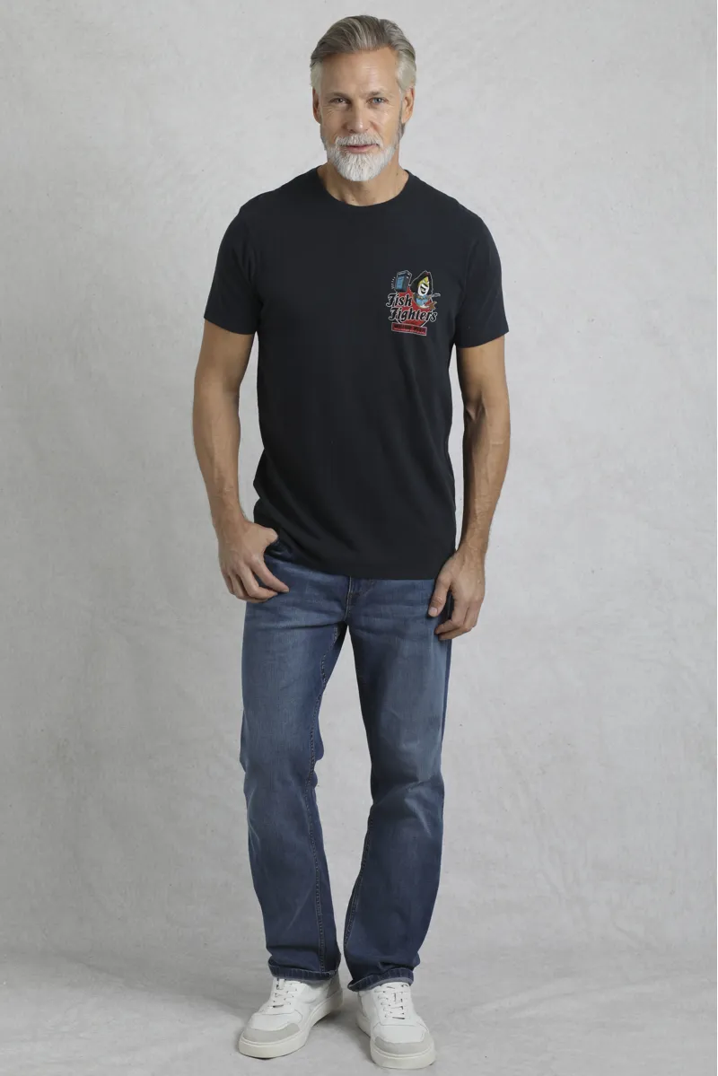 Weirdfish Fish Fighters T-shirt Mens in Navy-5