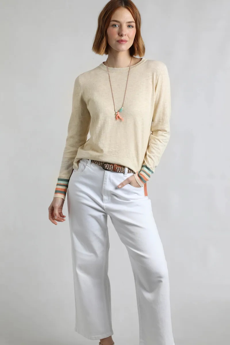 Weirdfish Kinga Jumper Womens in Light Cream-3