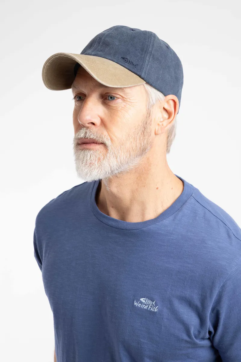 Weirdfish Westbury Heavy Wash Twill Cap in Dark Navy-2