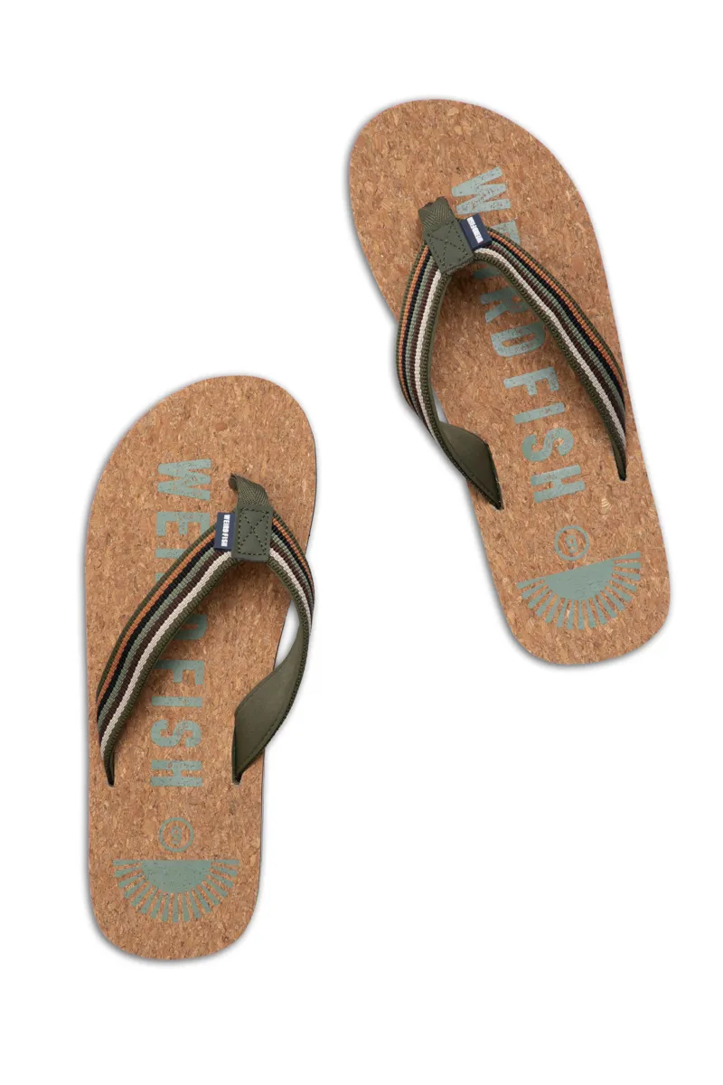 Weirdfish Englewood Cork Flip Flop Mens in Basil