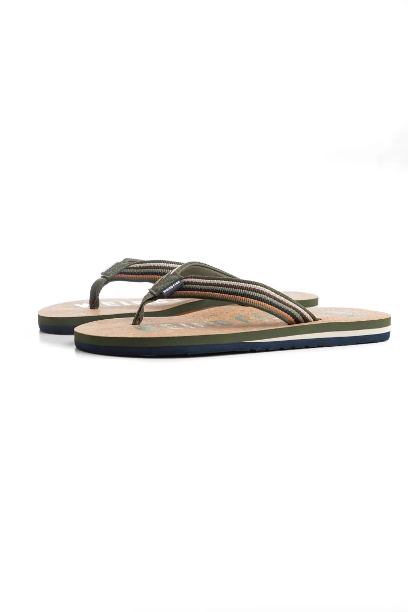 Weirdfish Englewood Cork Flip Flop Mens in Basil-1