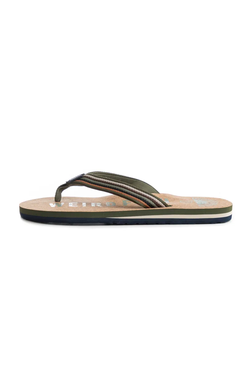 Weirdfish Englewood Cork Flip Flop Mens in Basil-2