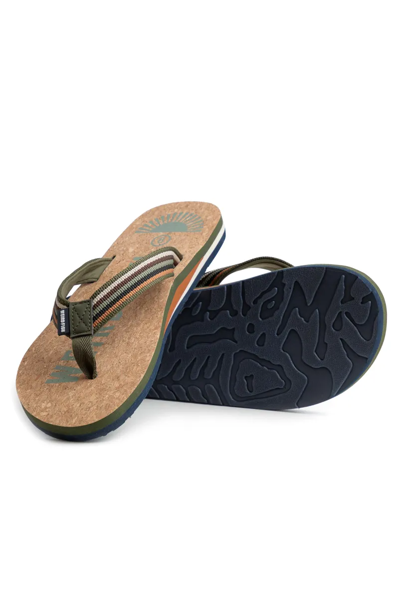 Weirdfish Englewood Cork Flip Flop Mens in Basil-3