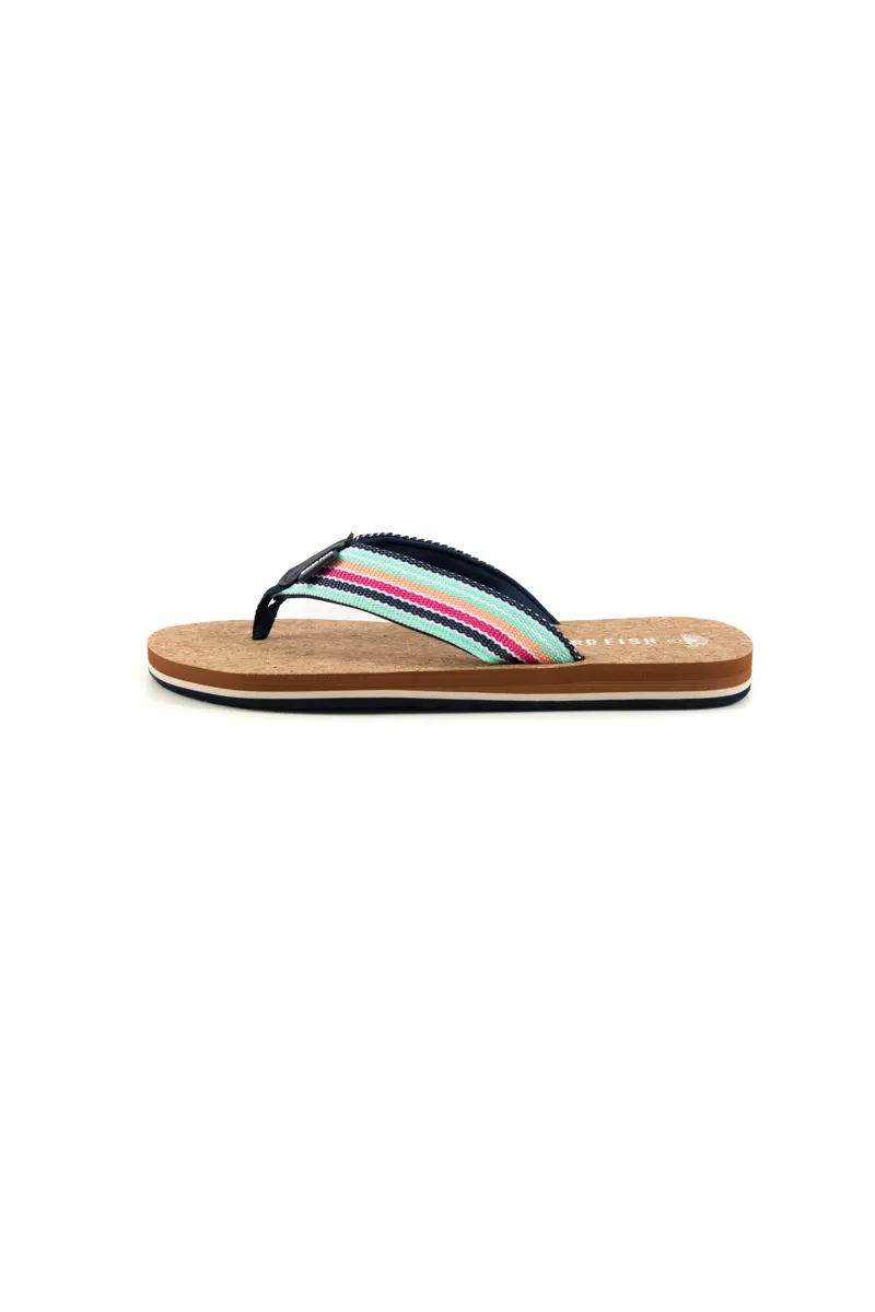 Weirdfish Arundel Cork Base Flip Flop Womens in Navy-1