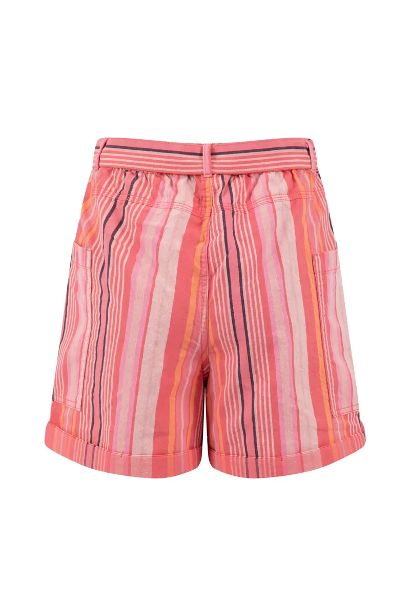Weirdfish Wilder Striped Summer Short Womens in Flamingo-6