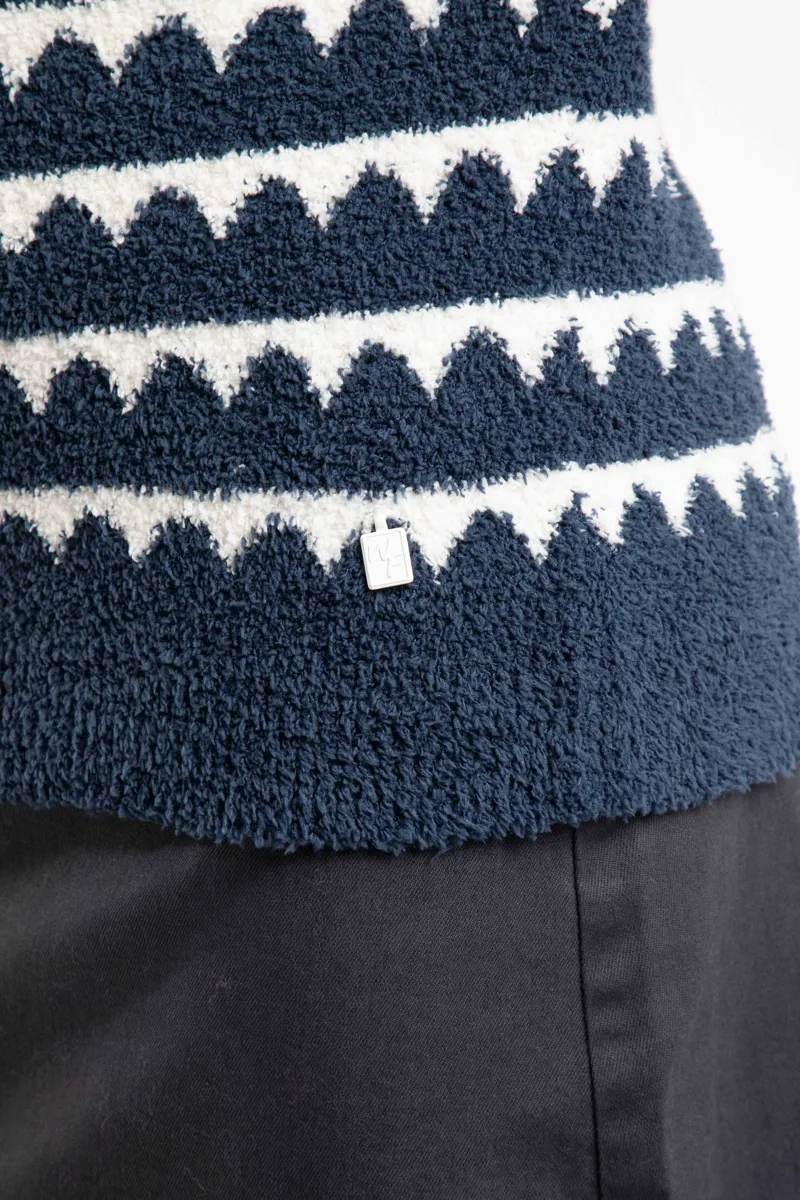 Weirdfish Tyla Cosy Knit Scalloped Jumper Womens in Navy-7