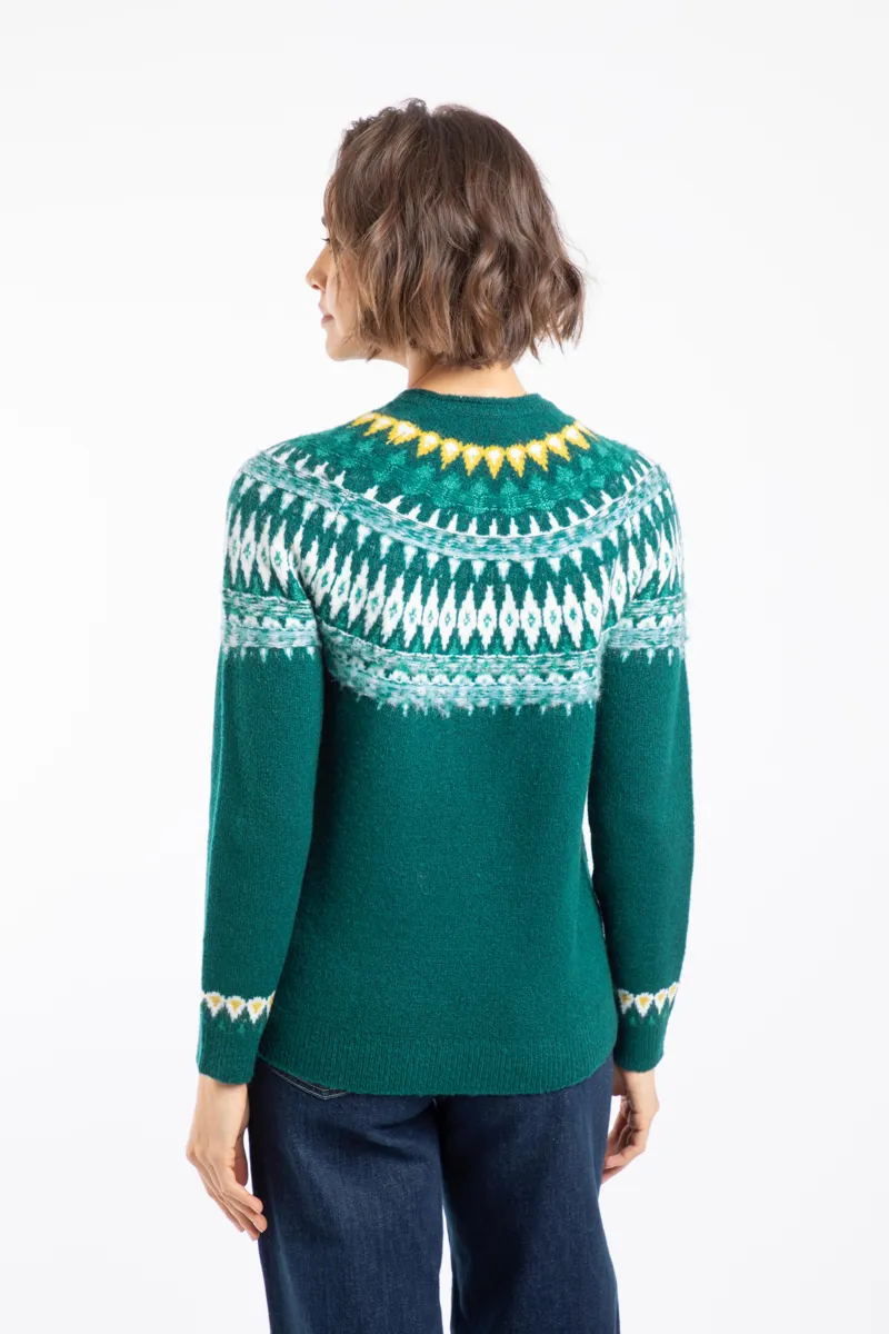 Weirdfish Lowell Eco Fair Isle Jumper Womens in Deep Teal-2