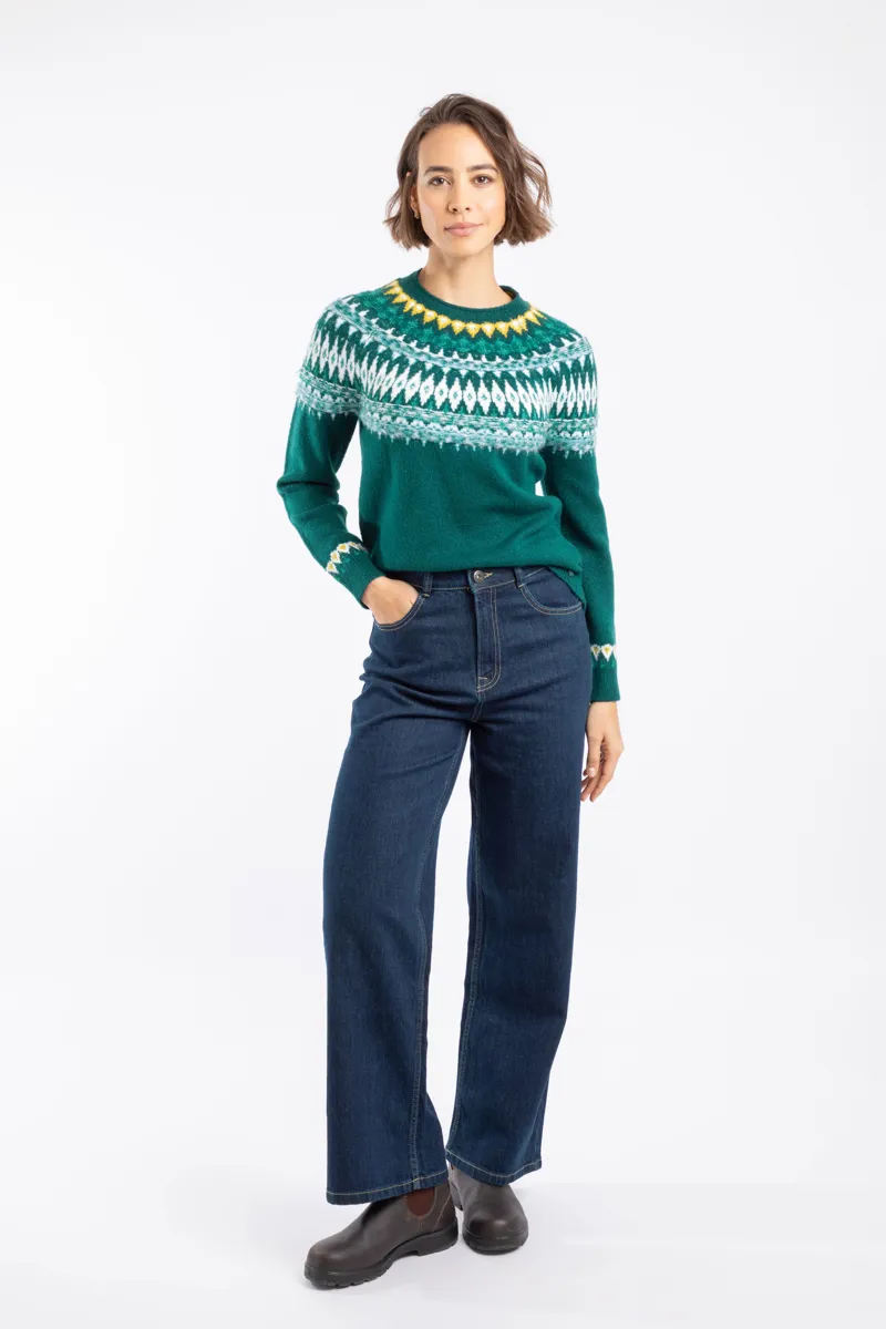 Weirdfish Lowell Eco Fair Isle Jumper Womens in Deep Teal-3
