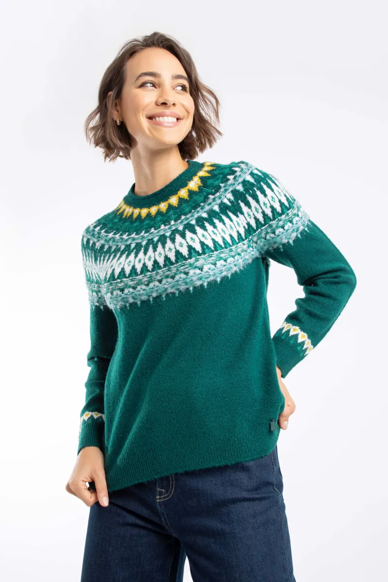 Weirdfish Lowell Eco Fair Isle Jumper Womens in Deep Teal-6